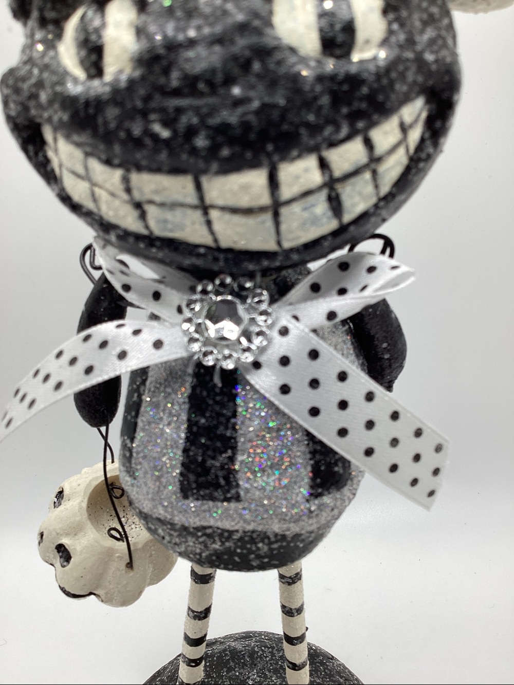 Halloween Bling Black Cat Holding Bucket Whimsical Decor - Picture 4 of 9